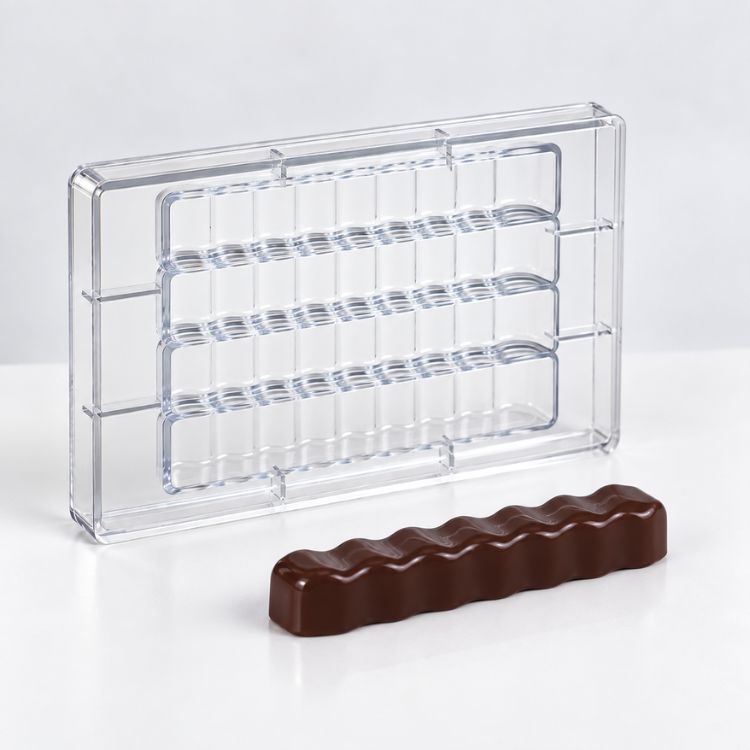 Molde forma ondulada para turr&oacute;n de chocolate